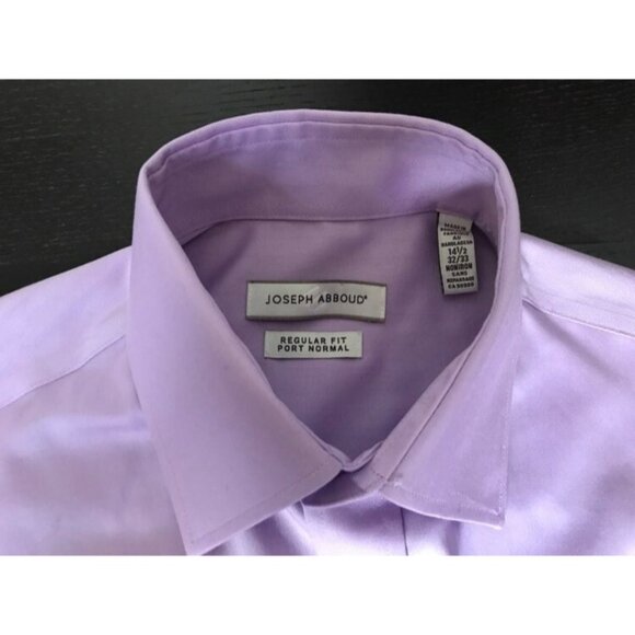JOSEPH ABBOUD Non-Iron Dress Shirt Size 14.5 32-33 Mauve Herringbone - Picture 3 of 5